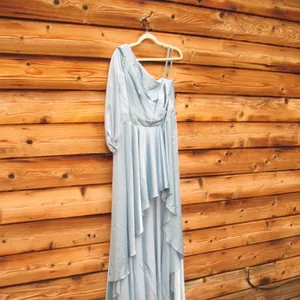NWT Mac Duggal 49141 French Blue One Shoulder Flowy Gown Dress Size 6 thumbnail 9