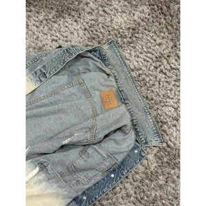 BLANKNYC Denim Jacket Ombre Dip Dye Star Embroidered Distressed Trucker Size XS thumbnail 10