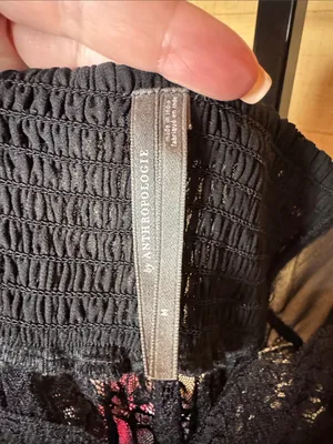 By Anthropologie Sheer Lace Ruffle Cami Top Black Size Medium thumbnail 6