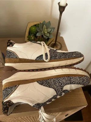 Madewell Kickoff Trainer Sneakers Olive Grove Multi Leather‎ Spots White Tan 9 thumbnail 8