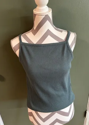 Old Navy Ribbed Square-Neck Tank Top - Teal Green thumbnail 1