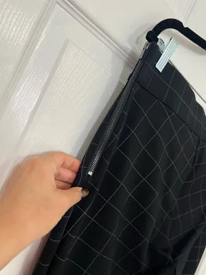 Ann Taylor Womens Black Plaid Checkered Stretch Dress Pants Size L Workwear Preppy thumbnail 3