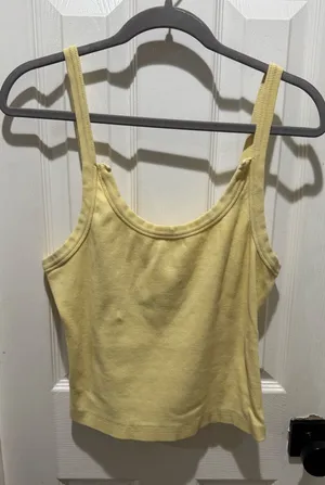 Anthropologie Pale Yellow Ribbed Tank Top thumbnail 1