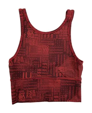 Lululemon Power Pivot Tank Top Ribbed‎ Wordmark Red Reversible Sports Bra Tank S thumbnail 1