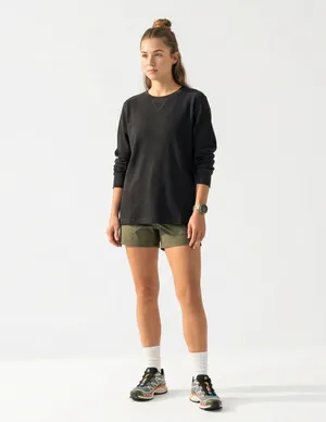 Heavyweight Waffle Knit Thermal Crewneck - Black (80% Cotton / 20% Poly) thumbnail 3