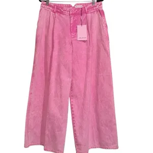 AVEC LES FILLES High Waist Wide Leg Jeans Bubble Gum Pink pleated SZ-30 thumbnail 3