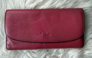 Coach Pink Leather Wallet with Zip Pocket thumbnail 1