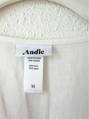 Andie The Maxi Wrap Dress Size Medium in Coconut Linen Coastal Lagenlook Neutral thumbnail 4