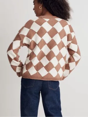 Madewell‎ Merriam Pullover Checkered CrewNeck Sweater Women’s Sz XS thumbnail 2
