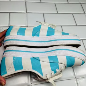 Keds X Kate Spade Cabana Stripe Platform Sneakers Women 7 White‎ Blue Nautical thumbnail 6