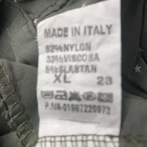Made in Italy‎ Star Print Pants Womens XL Olive Green Straight Leg Stretch 23 thumbnail 4