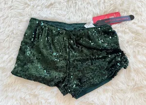 ROMWE Sequin Shorts Dark Green Size XS thumbnail 1