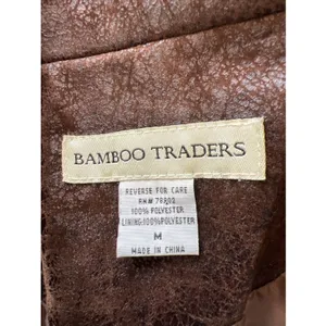 Bamboo Traders Brown Faux Leather‎ Jacket Size Medium Crackled Western Boho Y2K thumbnail 3