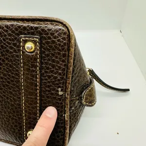 Vintage Dooney & Bourke Chocolate Brown Dome Zipper Closure Satchel Size Small thumbnail 8