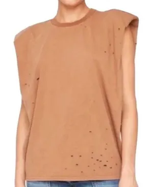 Free people x Sandrine Rose Shoulder Pad Brown Tank Top(Size Small) thumbnail 1