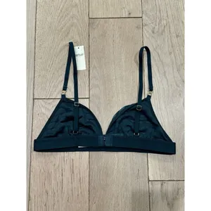 NWT Aerie Velvet Stripe Sexy Holiday Triangle Bralette Deep Forest Green Size‎ S thumbnail 5