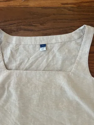 NWT Old Navy Cropped Square-Neck Linen-Blend Tank Top Size Large Preppy Minimal thumbnail 4
