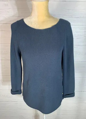 Ann Taylor Blue Sweater Slits with Buttons Woman’s Size Small. thumbnail 1