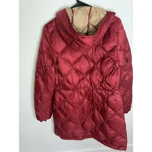 Abercrombie & Fitch Women's Small Red Quilted Puffy Parka Jacket Down Filled thumbnail 4