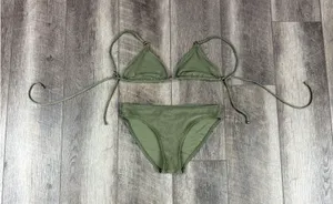 Aerie Olive Ribbed Bikini Set  thumbnail 1