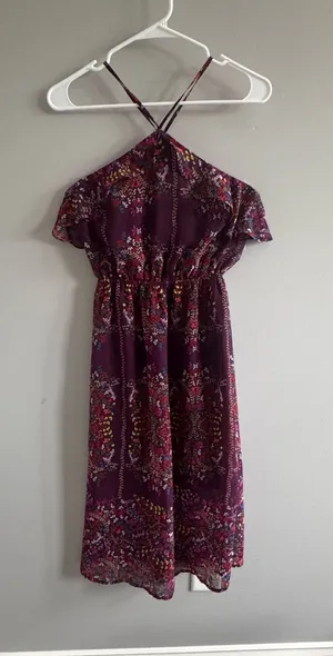 Monteau halter Purple Floral Halter Midi Dress‎ Women's Small thumbnail 1