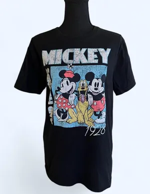 Disney Mickey Mouse black cotton t-shirt Size Medium thumbnail 1