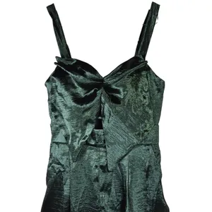 Lulus Emerald Green Satin Cutout Wide Leg Jumpsuit Size M Date to Remember‎ thumbnail 3