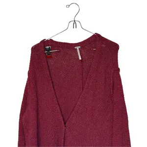 Free People Womens Sweater Long Sleeve Cardigan Snap Button Slouchy Red Large thumbnail 2