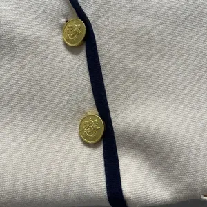 J.Crew Contrast Trim Waisted Sweater Blazer Champagne Gold Buttons Preppy Small thumbnail 10
