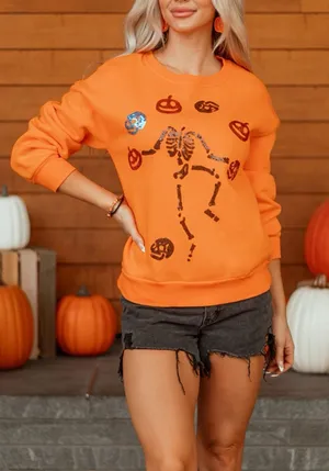 Dancing Critters Sequin Halloween Crewneck Sweatshirt thumbnail 1