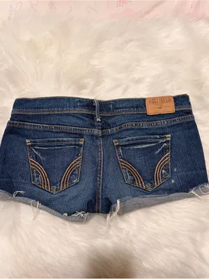 Y2K 2000s Hollister Women's Dark Wash Distressed Denim Low Rise Jean Shorts thumbnail 3
