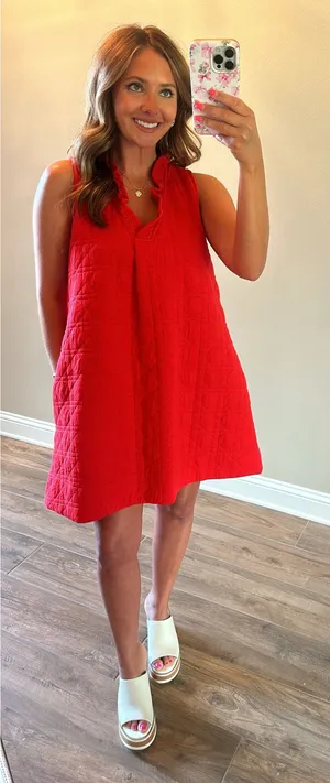 Red Collared Mini Dress Size L thumbnail 1