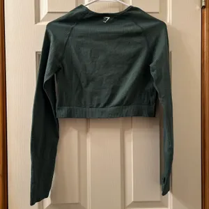 Gymshark Vital Seamless 2.0 Long Sleeve Crop Top Size Large Dark Green Marl thumbnail 2