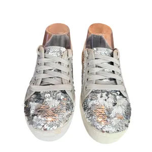 Dirty Laundry Silver Sequin Sneakers Women's 7.5‎ Sparkle Lace-Up thumbnail 3