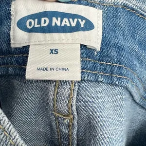 Old navy distressed medium wash denim blue jean shortalls overalls size XS thumbnail 6