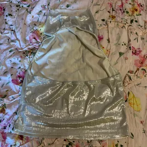 silver turtle neck open back top thumbnail 2