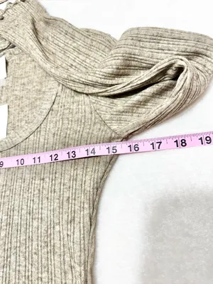 Altar'd State Rival Beige Ribbed Scoop-Neck Long Sleeve Top Size Small thumbnail 8