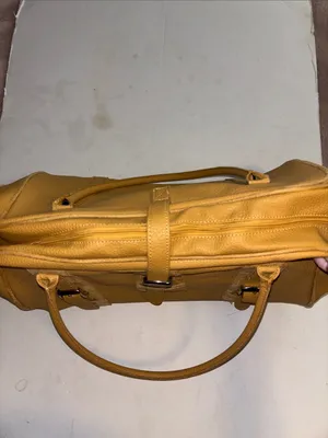 Estee Lauder Vintage Mustard Yellow Travel Bag Faux Leather..Overnight/Cosmetics thumbnail 7
