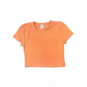 Aritzia TNA Ribbed Cropped Baby Tee Size Large Orange Stretch Cotton Casual thumbnail 4