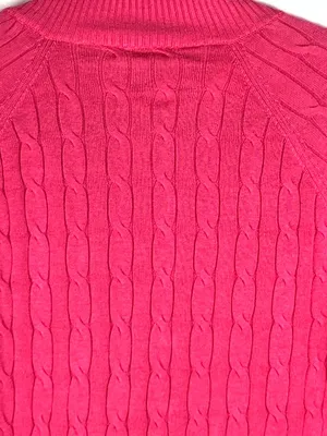 Kate Lord Womens Sweater L Pink Cable Knit Full Zip Golf Cardigan Pockets thumbnail 10