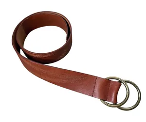 Michael Kors Double D Ring Buckle Engraved Braiding Brown Leather‎ Belt S/M thumbnail 1