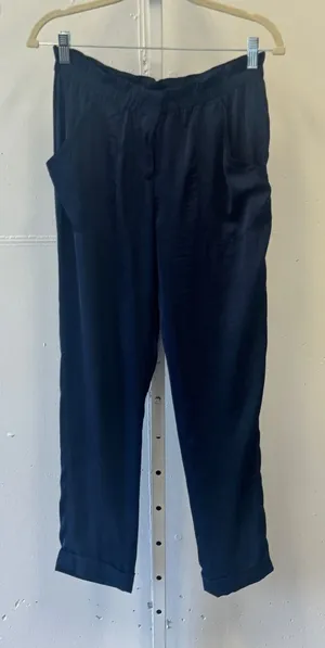 BCBGMAXAZRIA Navy Satin Jogger Pants Cuffed Tapered XS JUF2D730 Sporty Casual thumbnail 1