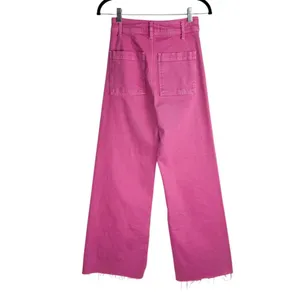 Zara Marine Straight Bright Pink Jeans Sz 2 High Rise Flare Raw Hem thumbnail 5
