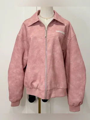 88Rising Pink Faux Leather Bomber Jacket Large Kpop Grunge Y2K Streetwear Edgy thumbnail 2