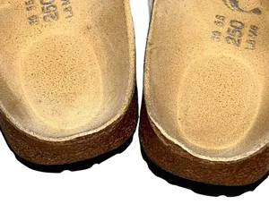 Birkenstock Birki's Aziza Yellow & White Two Strap Slides Sandals 39 8 Narrow thumbnail 5