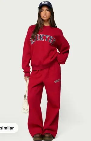 Edikted Red Sweatpants thumbnail 1