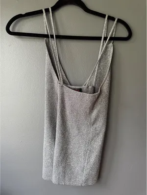 Ralph Lauren Silver Metallic Knit Tank  Medium thumbnail 2