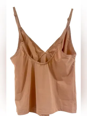 Out From Under Urban Outfitters Cami Top Pink Nude V-Neck Picot Trim Y2K Small thumbnail 3