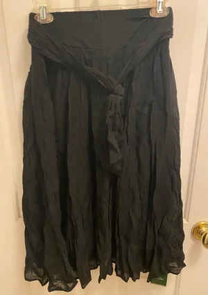 NWT Halara XS Black Side Slit Midi Skirt Elastic Waist Partially Lined Flared thumbnail 1