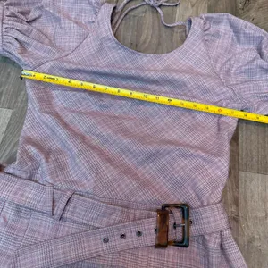 NWOT Free People Sevi Plaid Belted Puff Sleeve Drop Waist Mini Dress Size M thumbnail 4